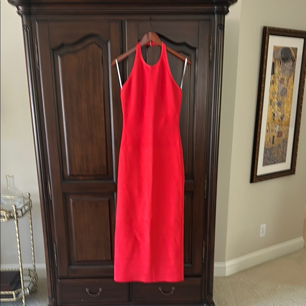 Tea length Herve Leger Sleeveless Halter Dress